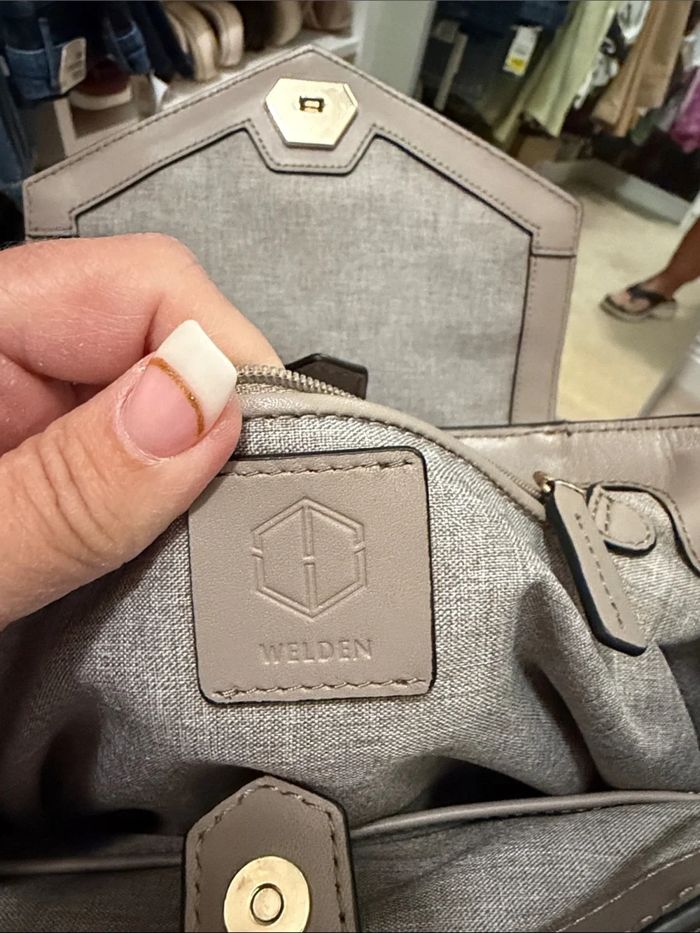Welden Taupe Geometric Top-Handle Women's Satchel
